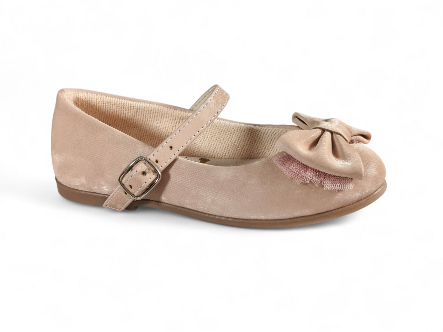 Baletas Elegantes para Niña en Gamuza nude con Moño Decorativo – Estilo Princesa Kido