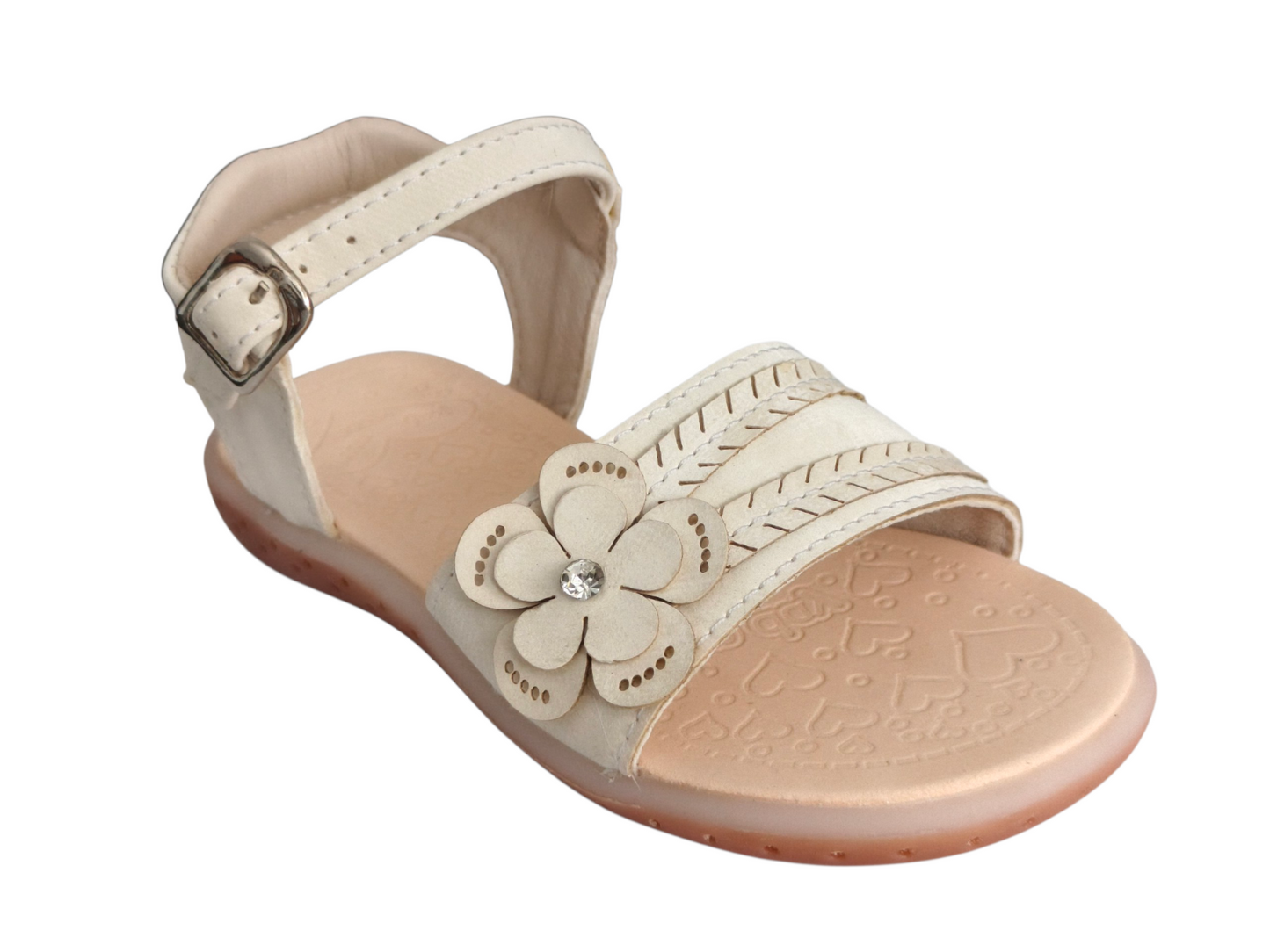 Sandalias Talco Clásicas con Flor para Niña – Suela Bicolor