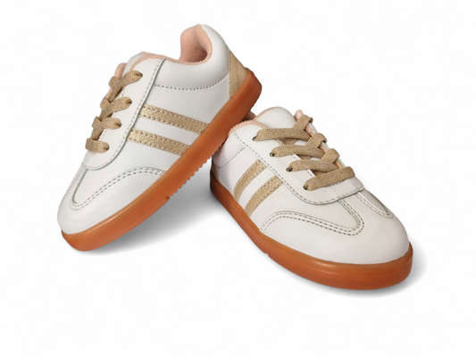 Zapatos para bebé deportivos con cordón en tonos balco y beige