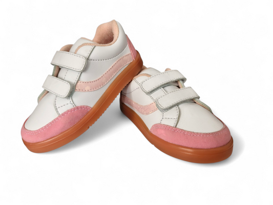Zapatos para bebé niña blancos con rosa deportivos con velcro