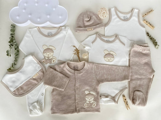 Suave Abracito de Conejito- Set Primer Día 7 Piezas Verde