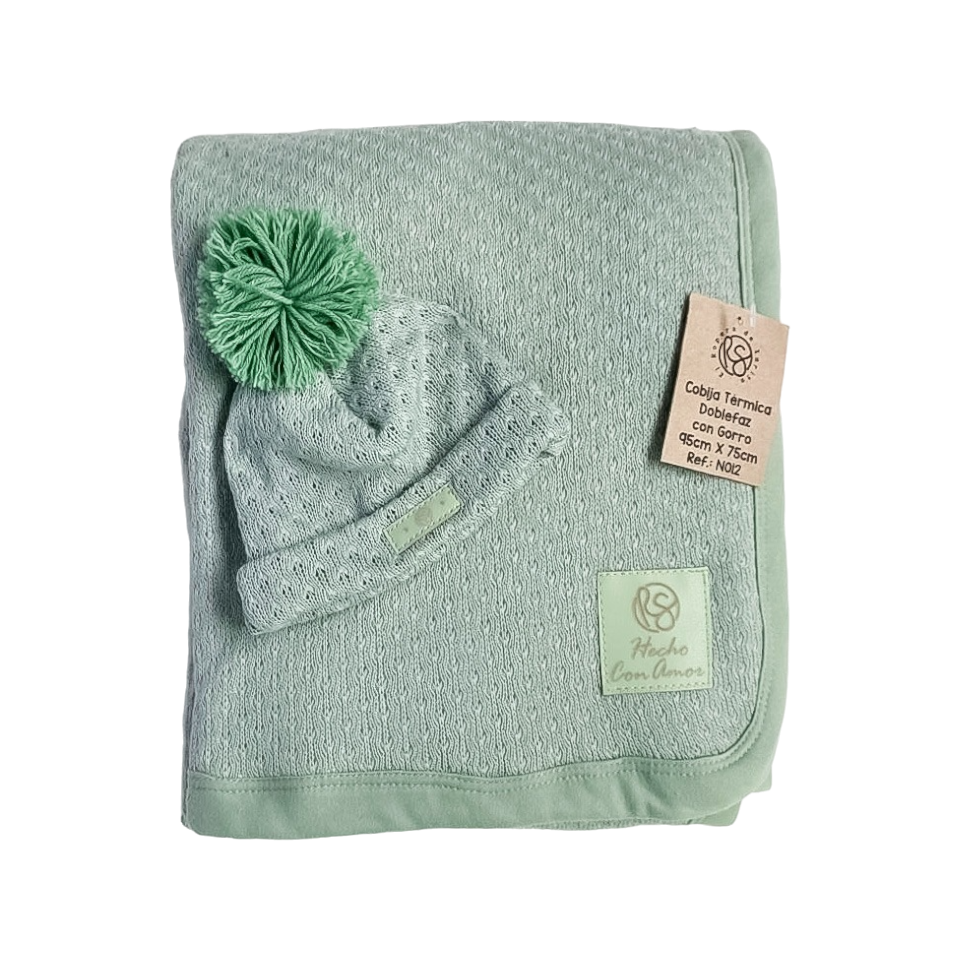 Tiernos Sueños Verde - Cobija Tejido Borrego Doble Faz