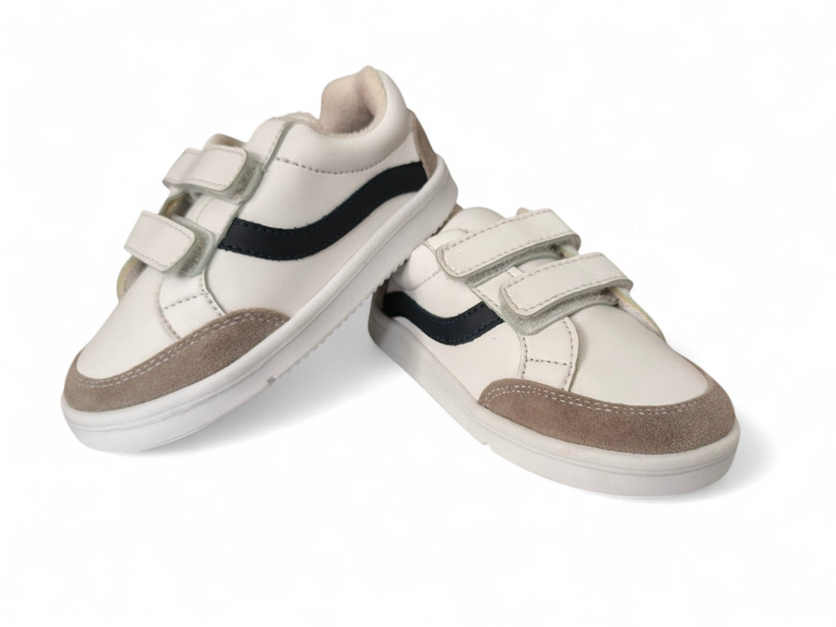 Zapatos para bebé blancos con azul deportivos con velcro