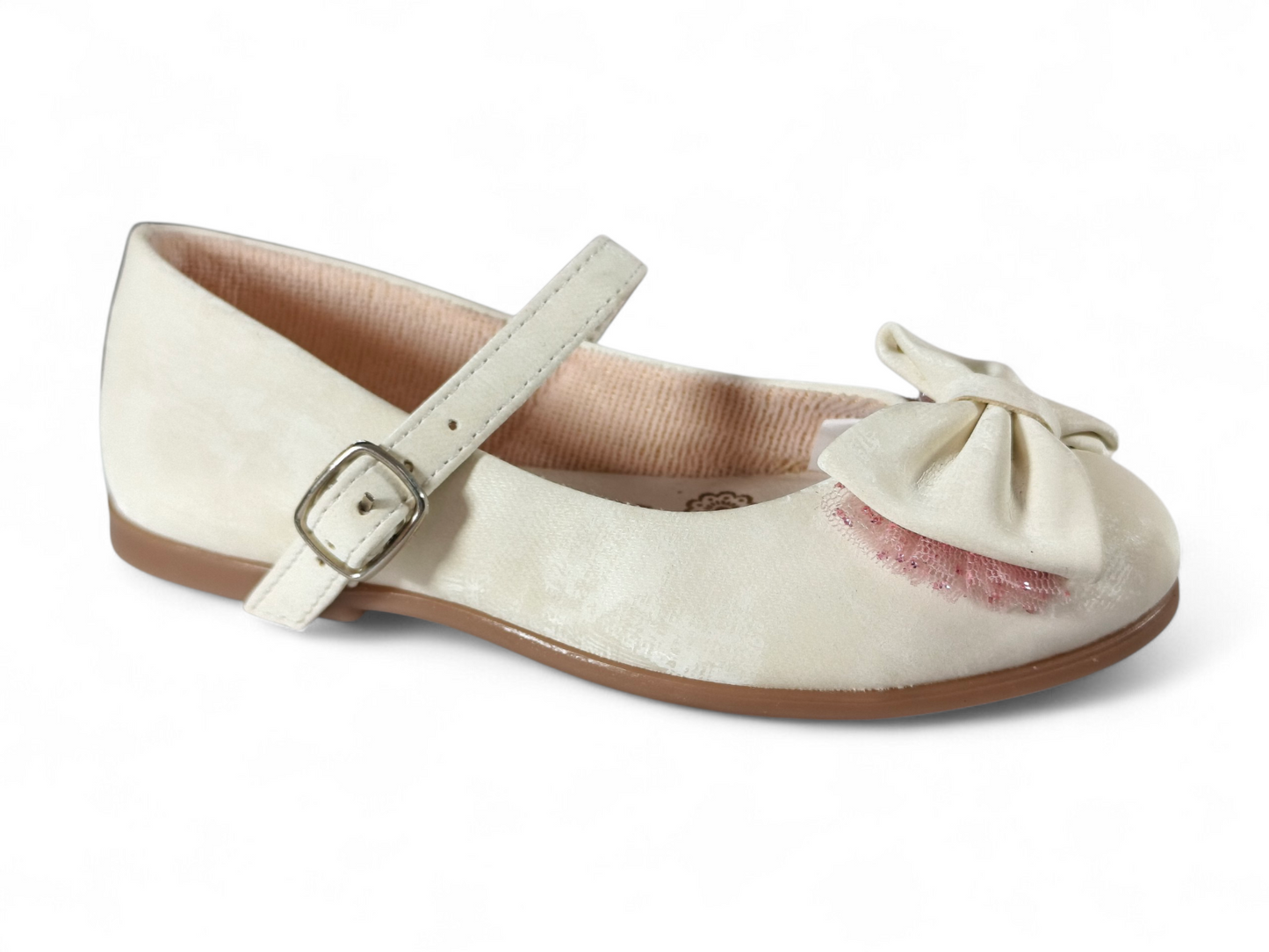 Baletas Elegantes para Niña en Gamuza talco con Moño – Estilo Princesa Kido