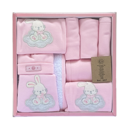 Sueño de Algodon: Set 9 Piesas rosado y celeste