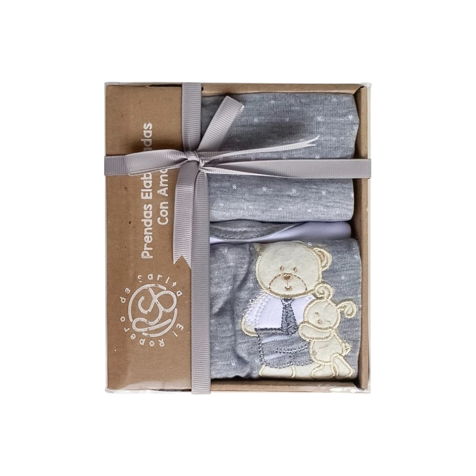 Mi Dulce Osito  - Set Primer Día 4 Piezas Gris