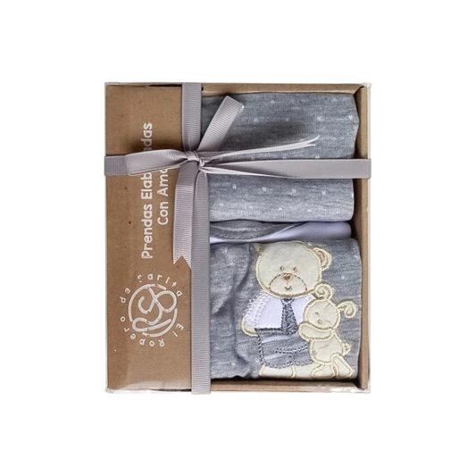 Mi Dulce Osito  - Set Primer Día 4 Piezas Gris