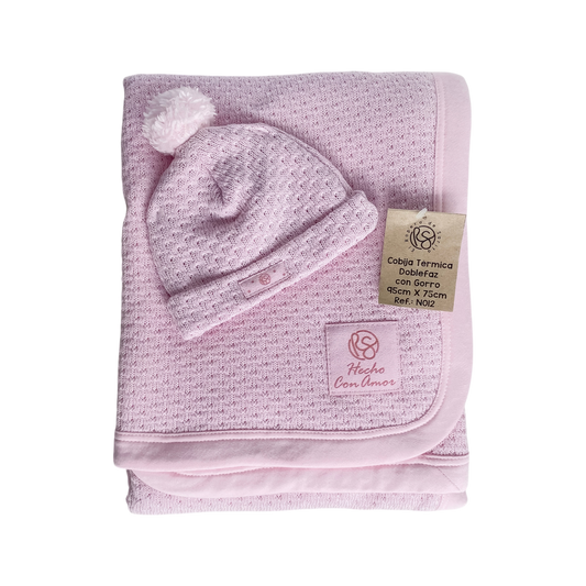 Tiernos Sueños Rosa Claro  - Cobija Tejido Borrego Doble Faz