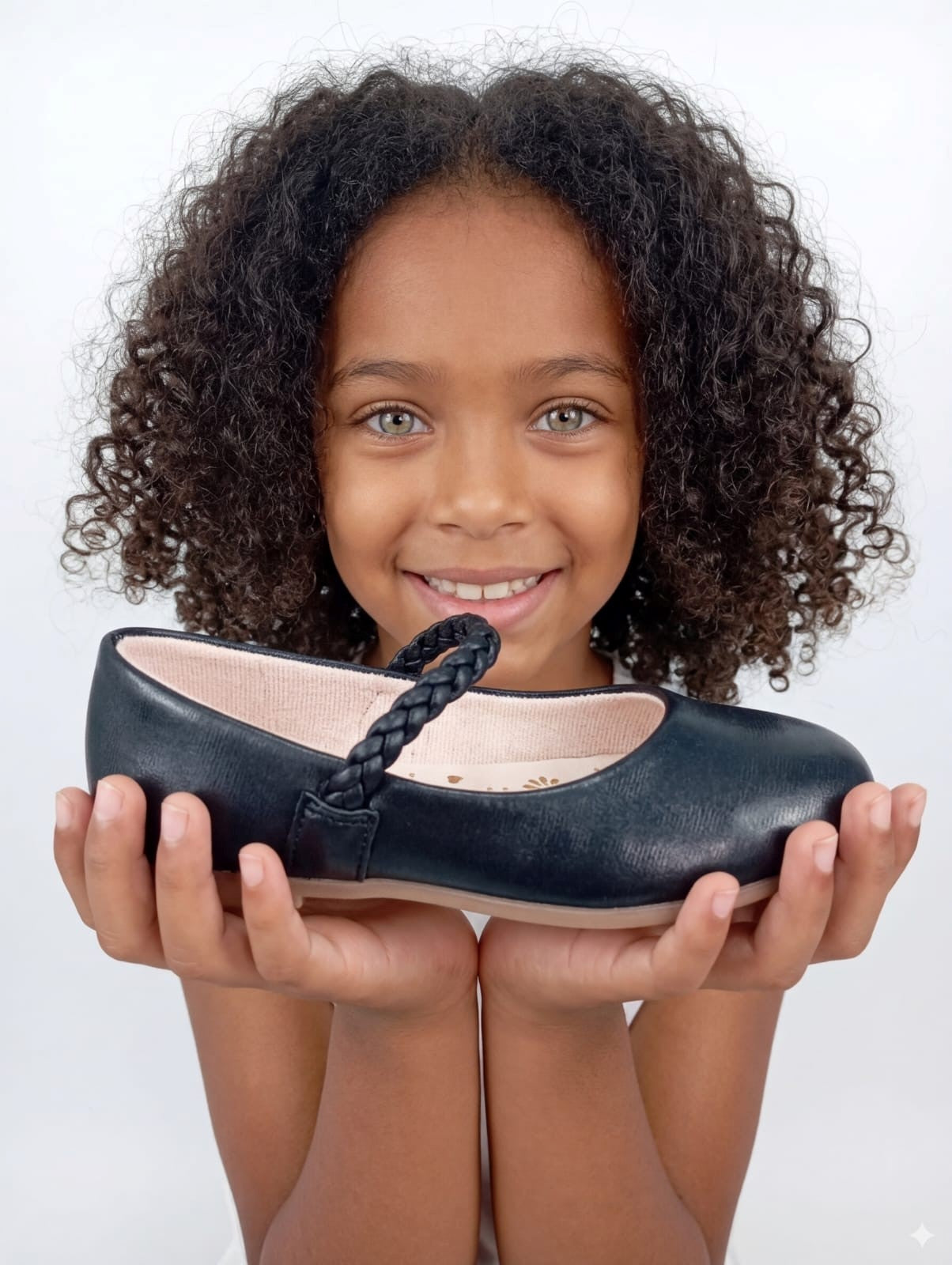 Baleta para niña colores negro  elegantes con correa trenzada