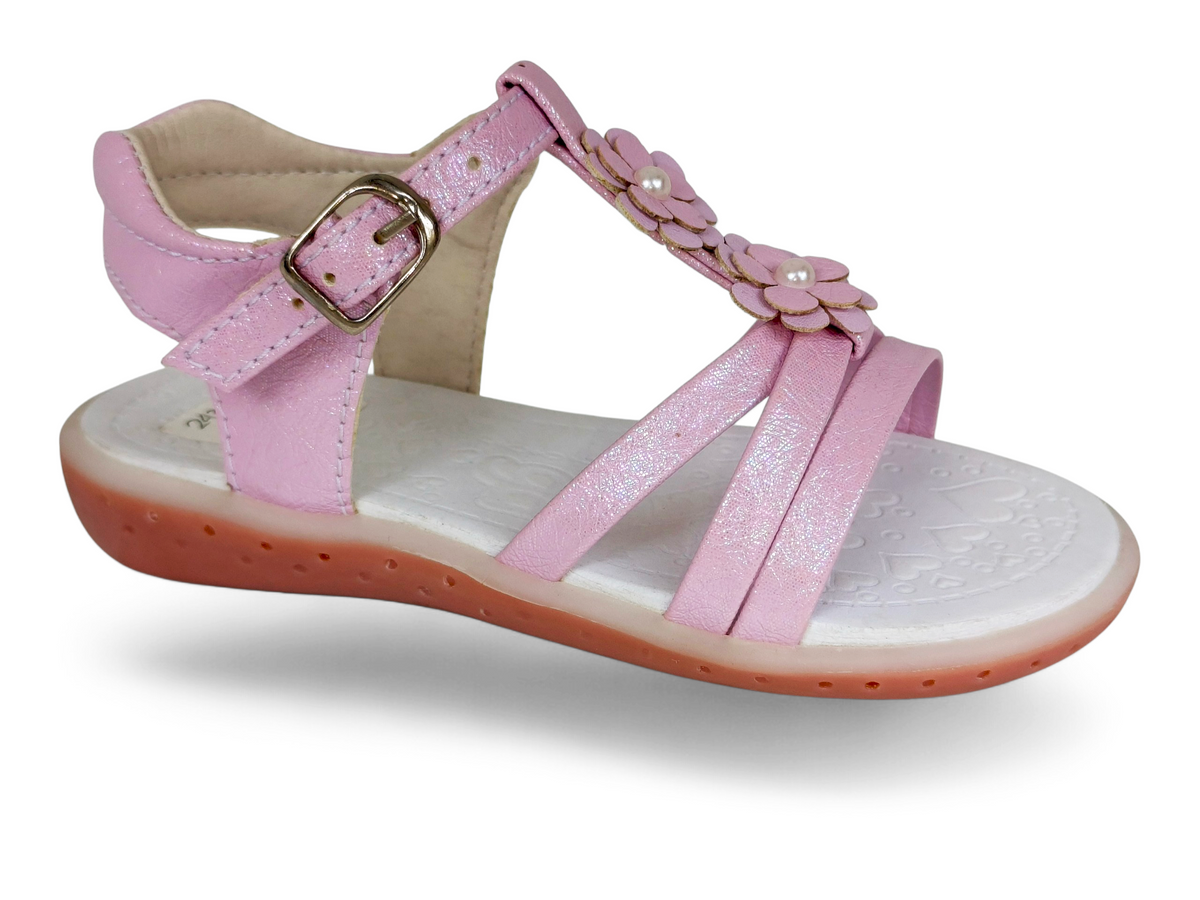 Sandalias para niña con flores decorativas y hebilla Lila