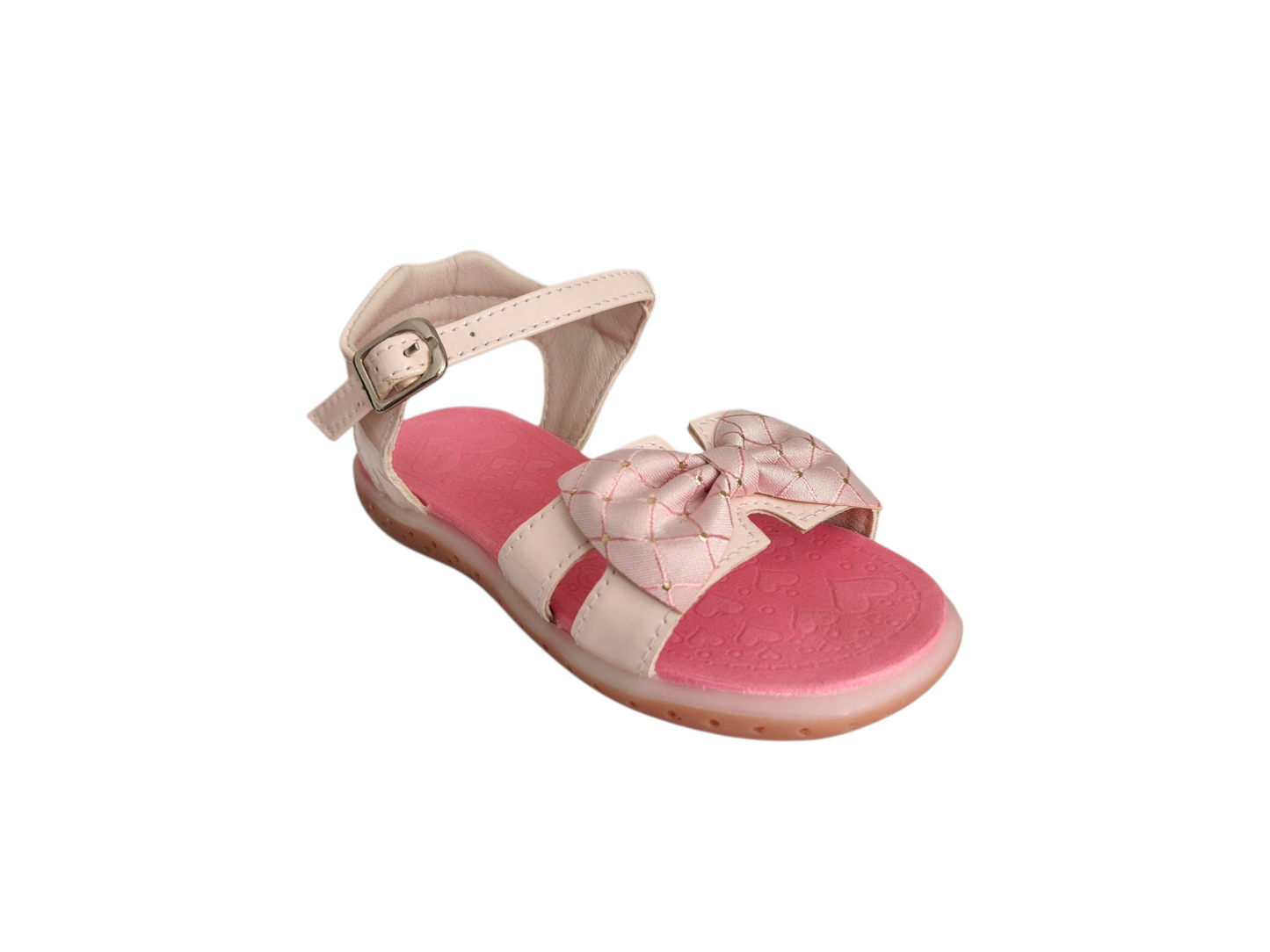 Sandalias Rosadas para Niña con Moño en Tela y Suela Bicolor – Dulces y Cómodas