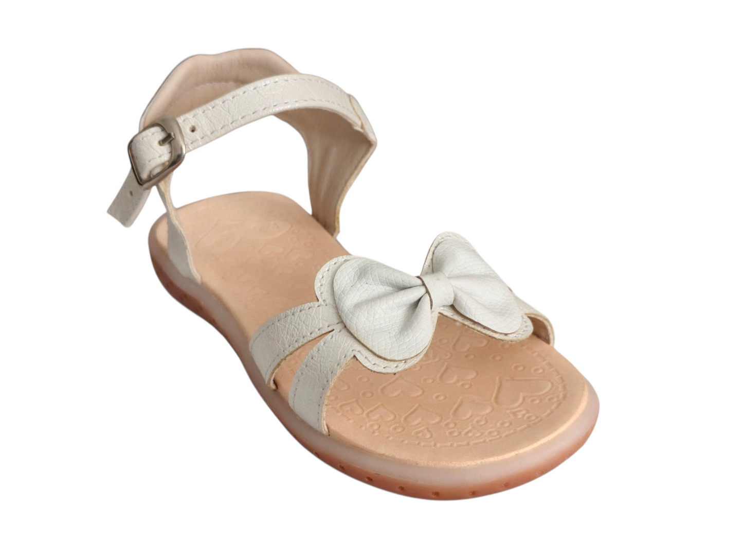 Sandalias Blancas con Moño Clásico para Niña – Suela Bicolor