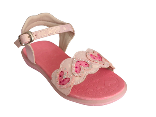 Sandalias Rosadas con Corazones Escarchados para Niña – Diseño Brillante
