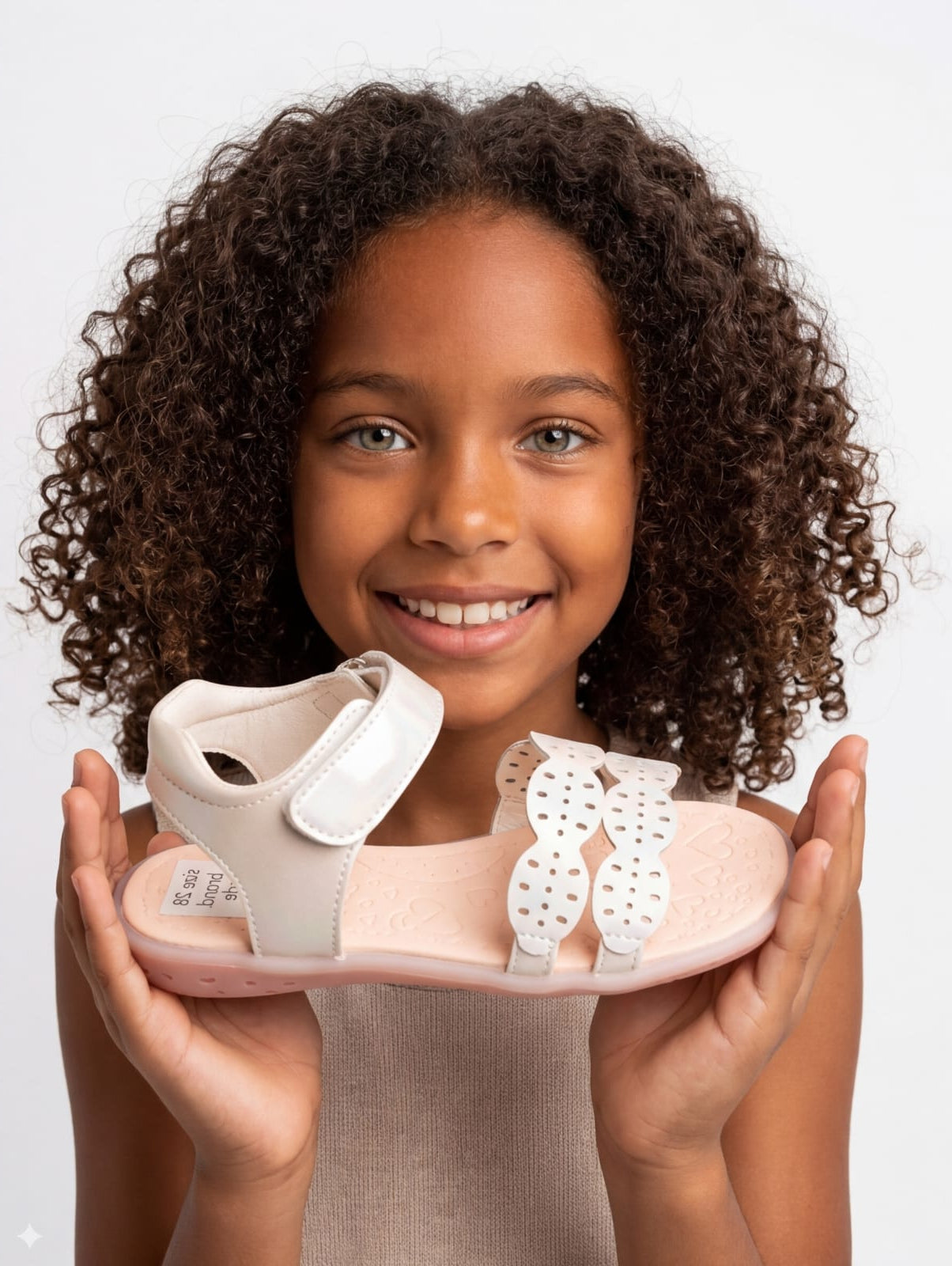 Sandalias para niña color beige con nude delicadas con velcro