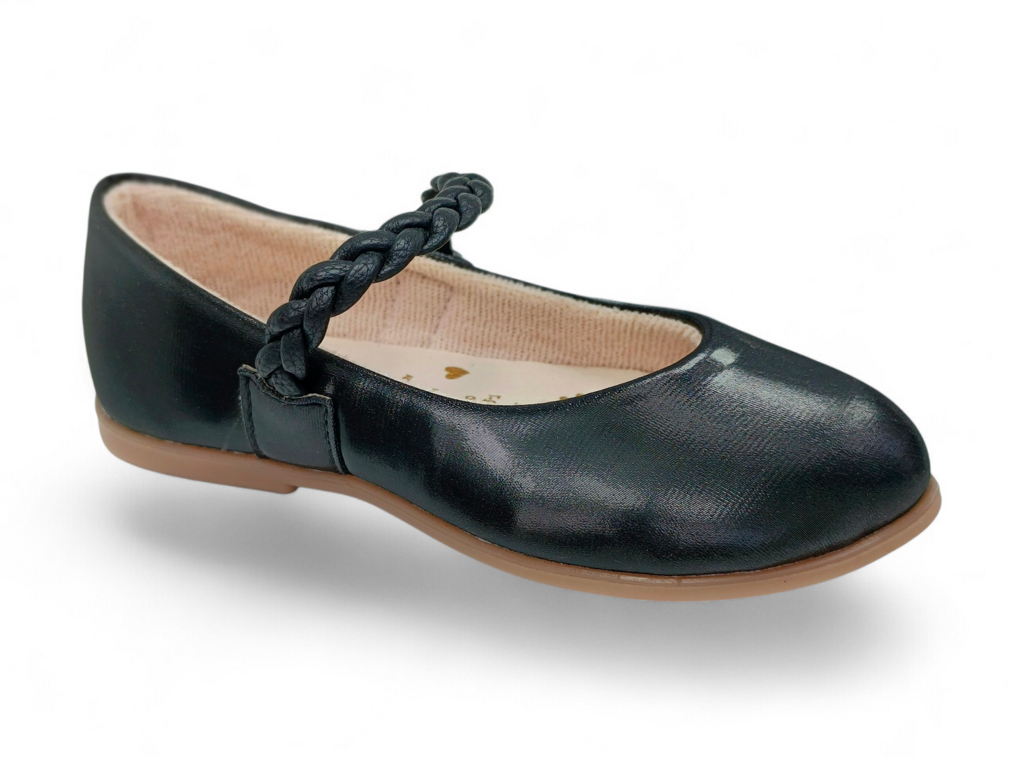 Baleta para niña colores negro  elegantes con correa trenzada