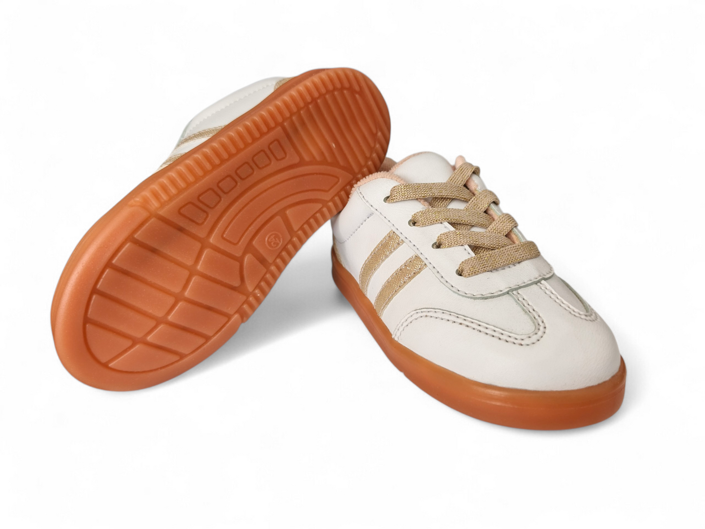Zapatos para bebé deportivos con cordón en tonos  balco y beige