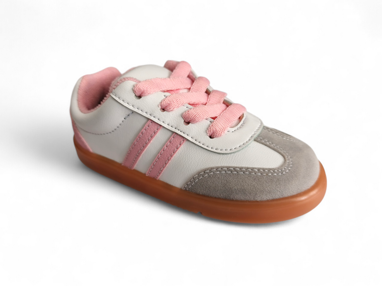 Zapatos para bebé deportivos con cordón en tono rosa y gris