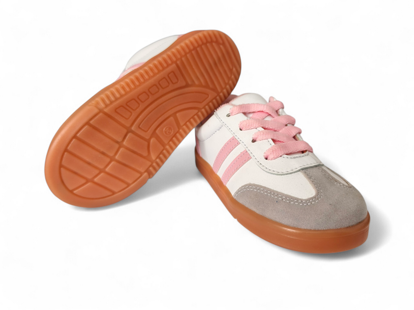 Zapatos para bebé deportivos con cordón en tono rosa y gris