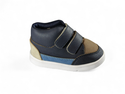 Tenis Bebé Niño Tipo Bota Azul con Doble Velcro