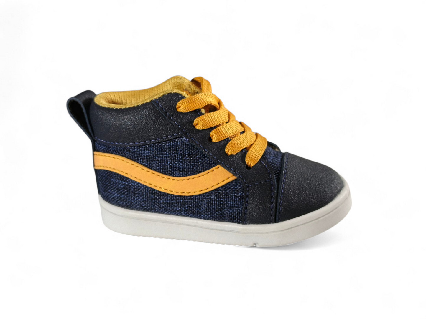 Tenis Bebé Niño Tipo Bota Azul con Detalles Mostaza