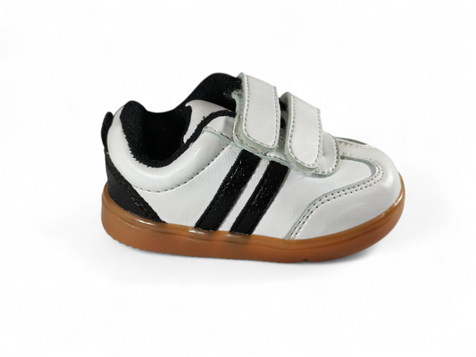 Tenis Bebé Blanco con Negro y Doble Velcro Antideslizante
