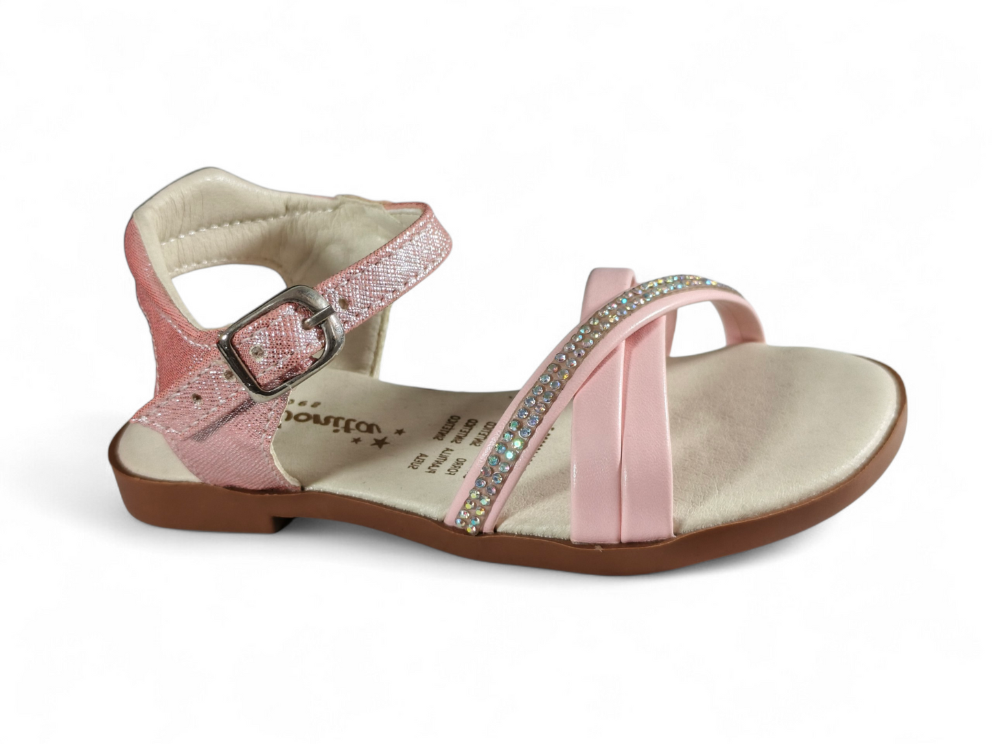 Sandalias Rosadas con Brillos y Tira Decorativa para Niña – Suela PVC