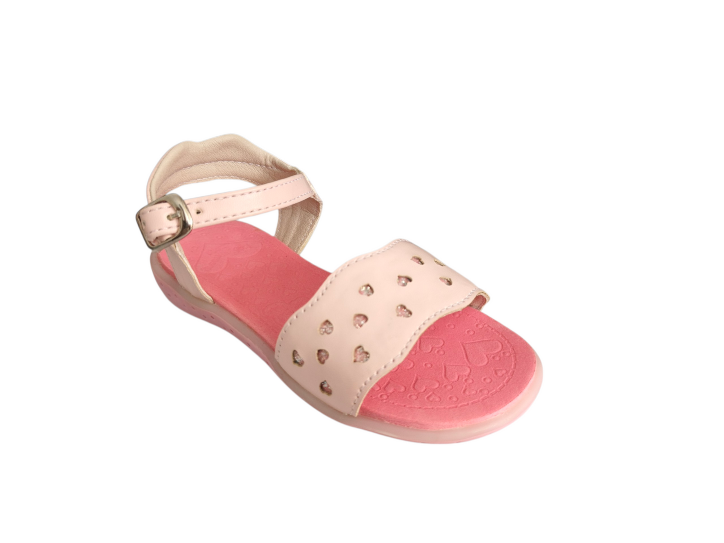 Sandalias Rosadas con Corazones Troquelados para Niña