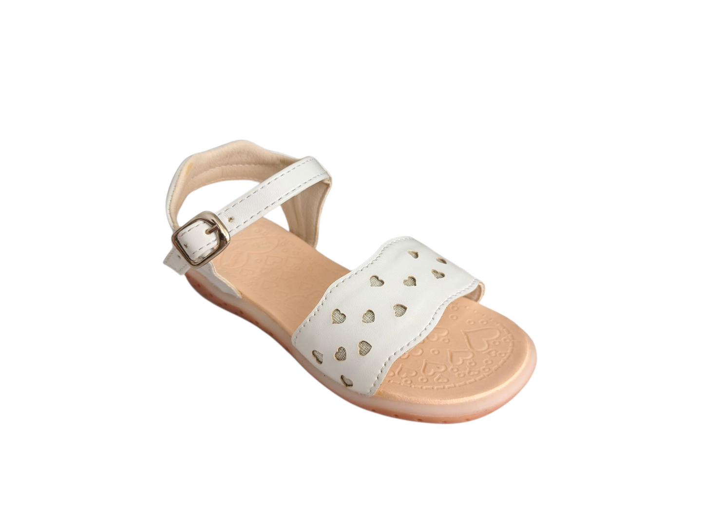 Sandalias Blancas con Corazones Troquelados para Niña