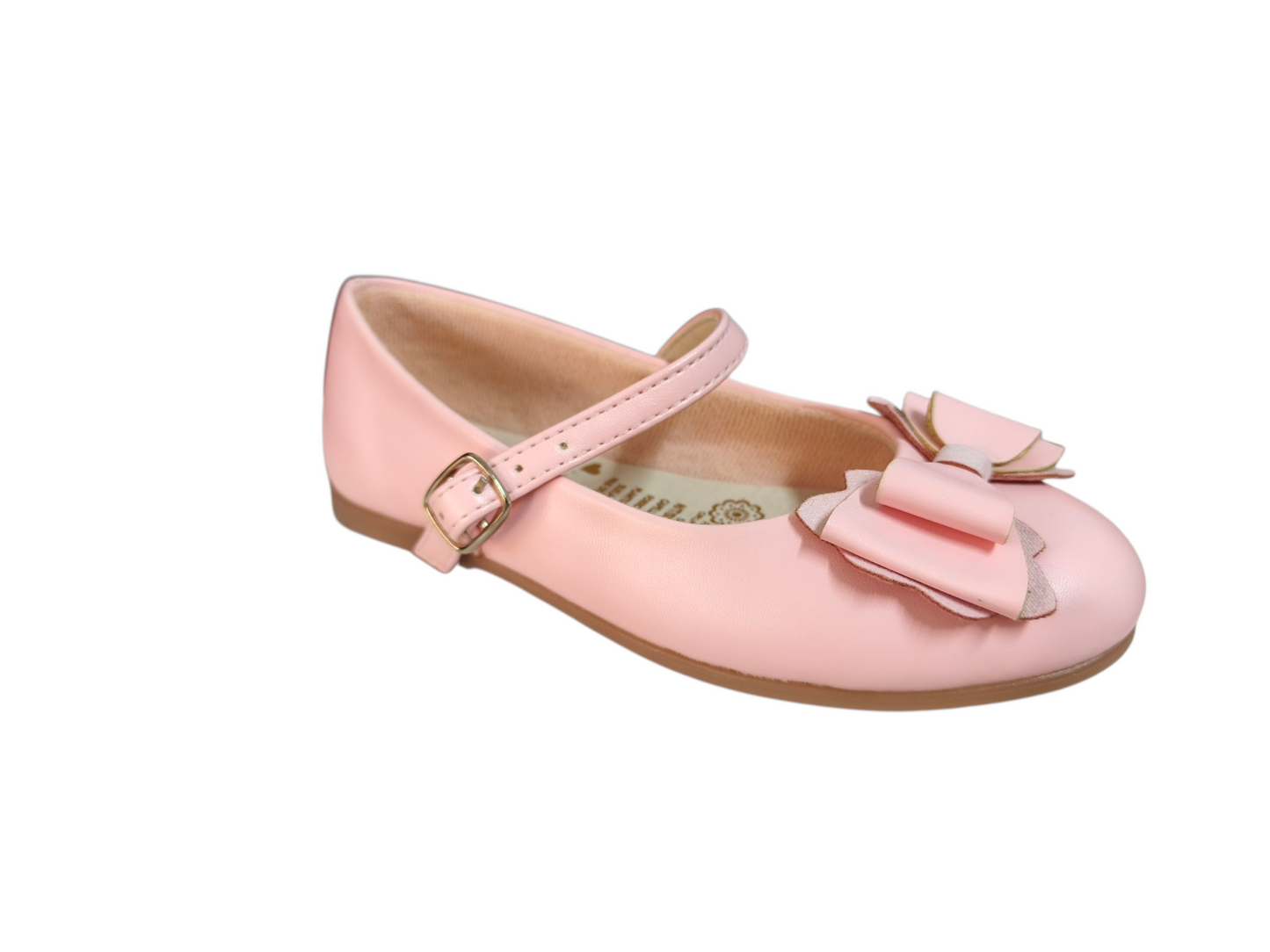 Baletas para Niña Color Rosa Pastel con Moño en Capas – Dulzura Elegante Kido