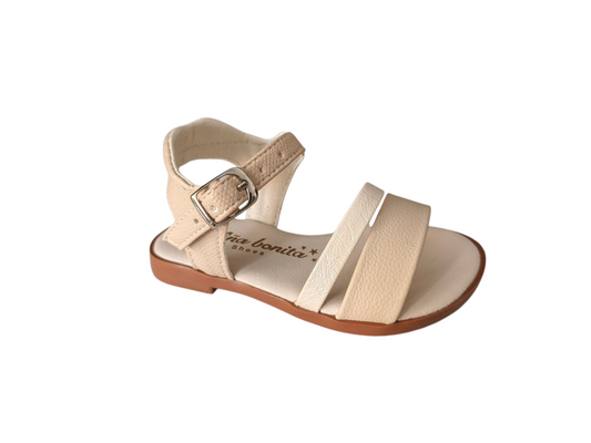 Sandalia Niña Beige Doble Tira Clásica – Suela PVC