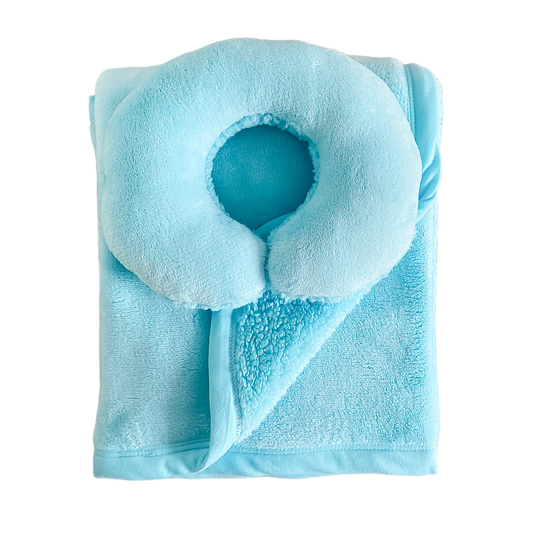Nubecita Acolchadita Azul - Cobija Doble Faz Hipoalergénica con Almohada