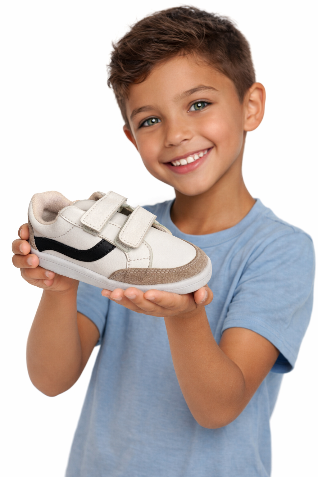 Zapatos para bebé blancos con azul deportivos con velcro